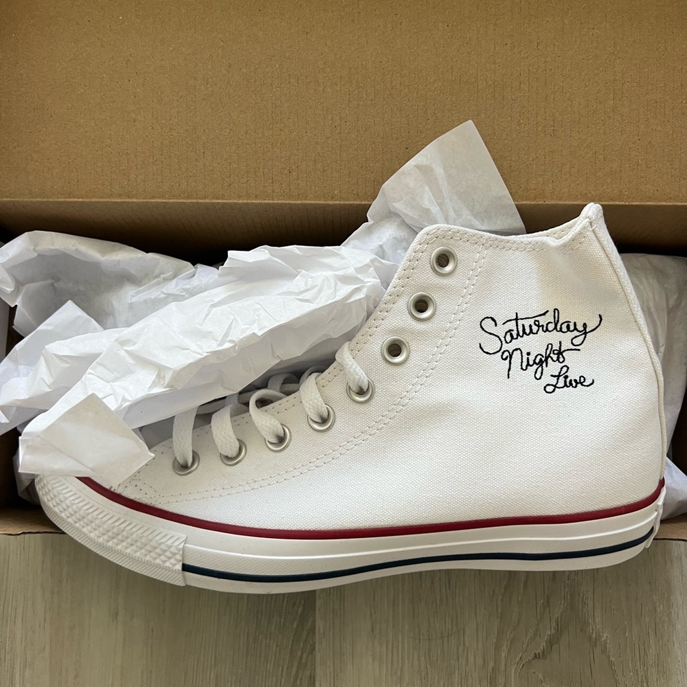 Converse White SNL 50 High-Top Sneakers. New (M 6.5, W 8.5)